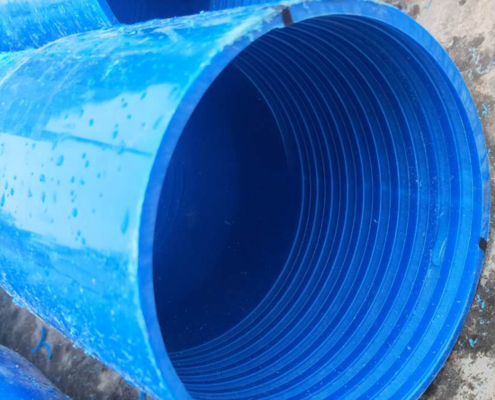 Blue borehole casing pipe